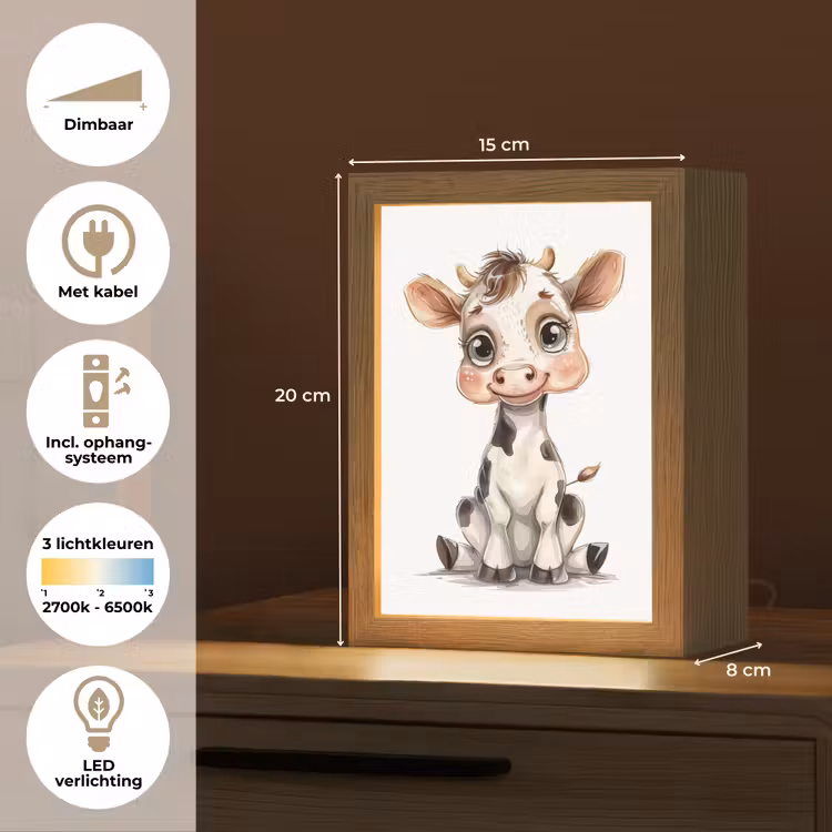 Koe - Baby dier - Boerderij dieren Light Box met kabel klein -USP_NL