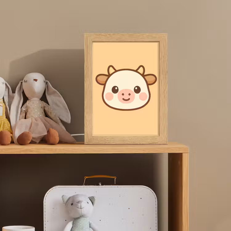 Koe - Oranje - Cartoon Light Box met kabel klein -sfeer2_kind
