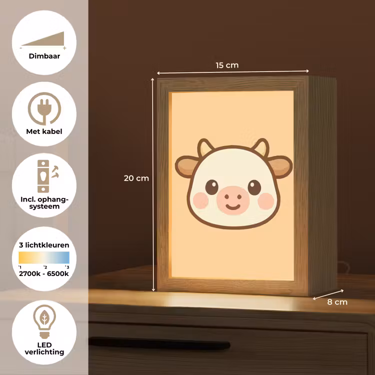 Koe - Oranje - Cartoon Light Box met kabel klein -USP_NL