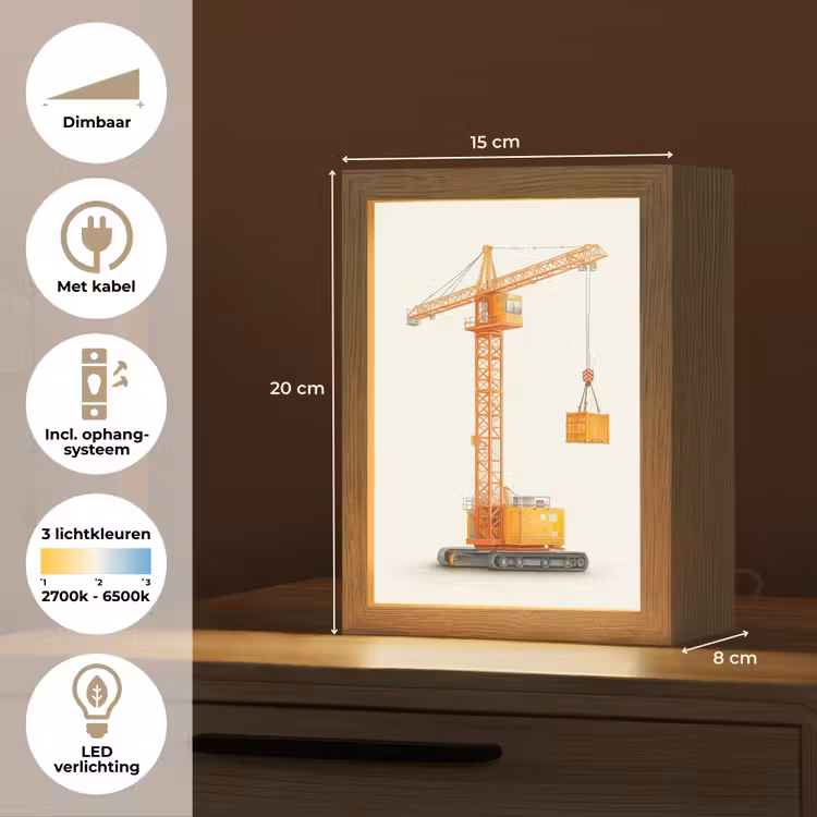 Kraan - Oranje - Scheepscontainer Light Box met kabel (Kinderlampje) klein -USP_NL