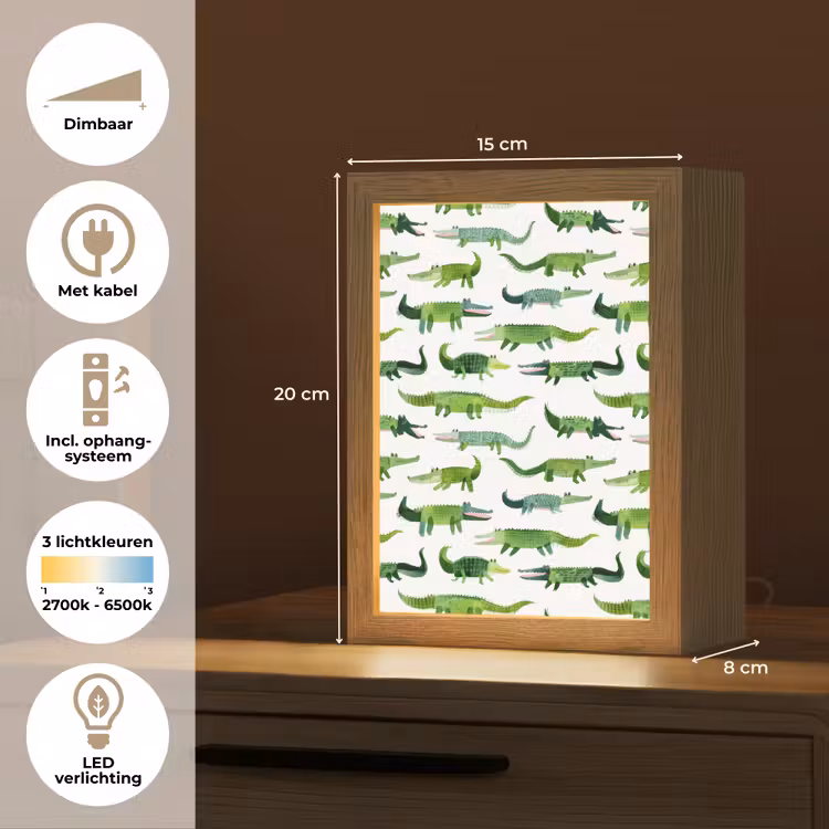 krokodillen - Speels - Groen Light Box met kabel (Kinderlampje) klein 904 -USP_NL