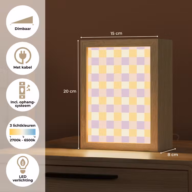 Blokjes - Lila - Geel Light Box met kabel (Kinderlampje) klein 904 -USP_NL