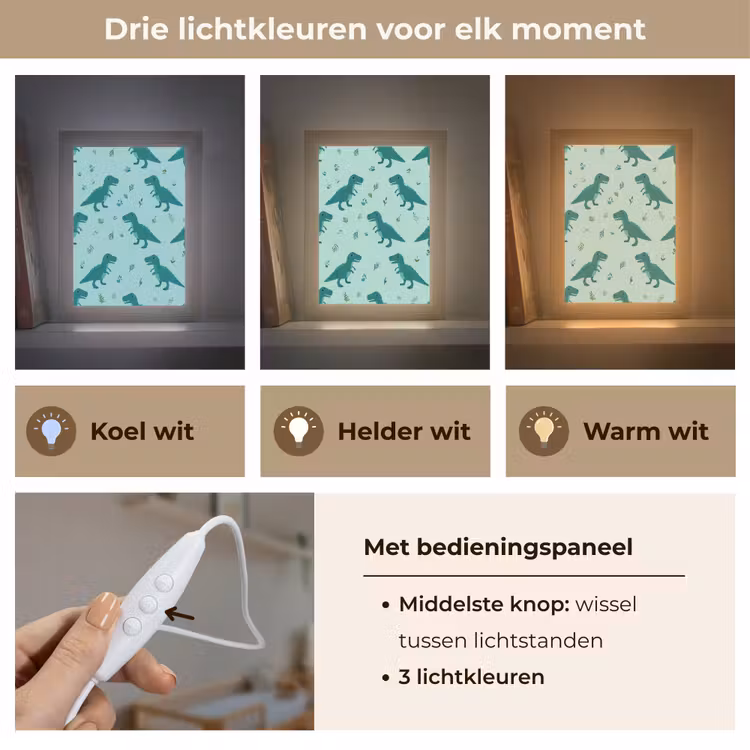 Donkergroen - Dinosaurussen - Afdrukken - Bladeren Light Box met kabel klein -USP_lichtkleurNL