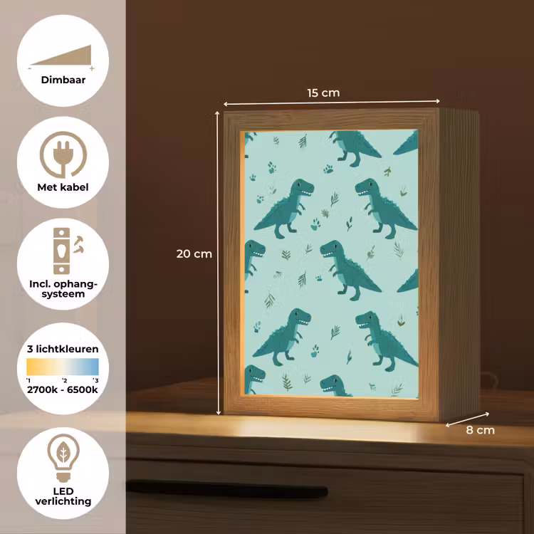 Donkergroen - Dinosaurussen - Afdrukken - Bladeren Light Box met kabel klein -USP_NL