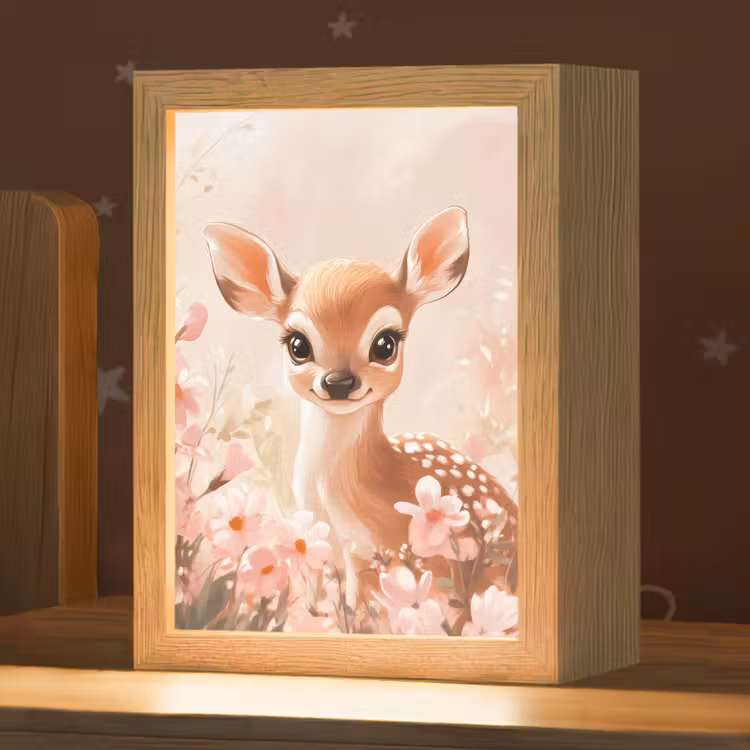 Hertje - Illustratie - Bloemen - Roze Light Box met kabel klein -zzz_3d_website