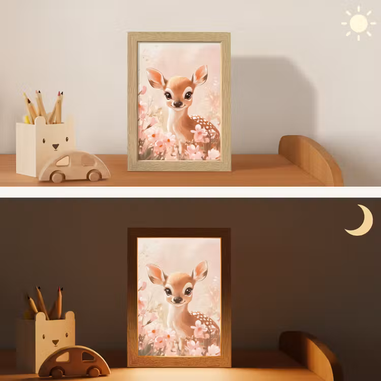 Hertje - Illustratie - Bloemen - Roze Light Box met kabel klein -sfeer3_kind