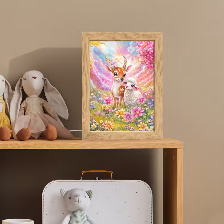 Hertje - Lammetje - Bloemen - Pastel Light Box met kabel klein -sfeer2_kind