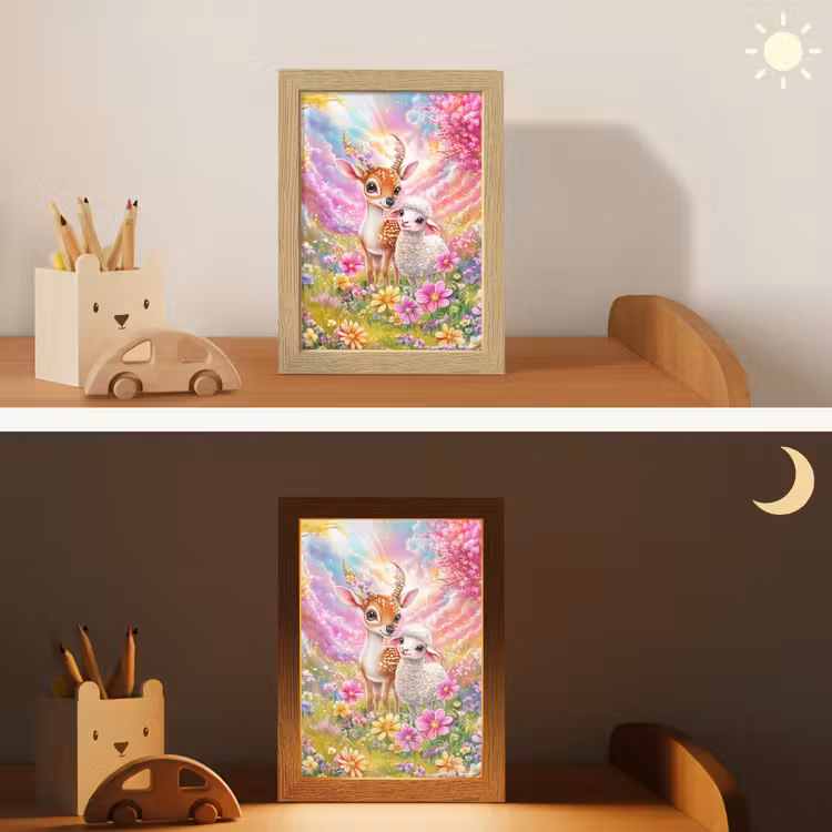 Hertje - Lammetje - Bloemen - Pastel Light Box met kabel klein -sfeer3_kind