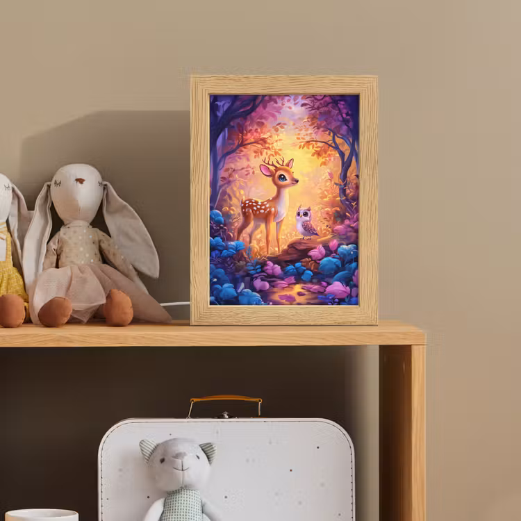 Hertje - Uil - Fantasie - Bos Light Box met kabel klein -sfeer2_kind