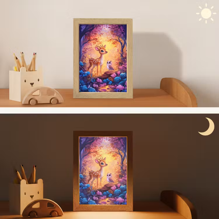 Hertje - Uil - Fantasie - Bos Light Box met kabel klein -sfeer3_kind