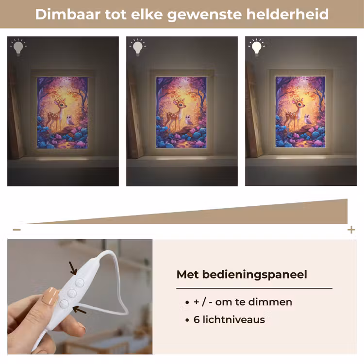 Hertje - Uil - Fantasie - Bos Light Box met kabel klein -USP_dimbaarNL
