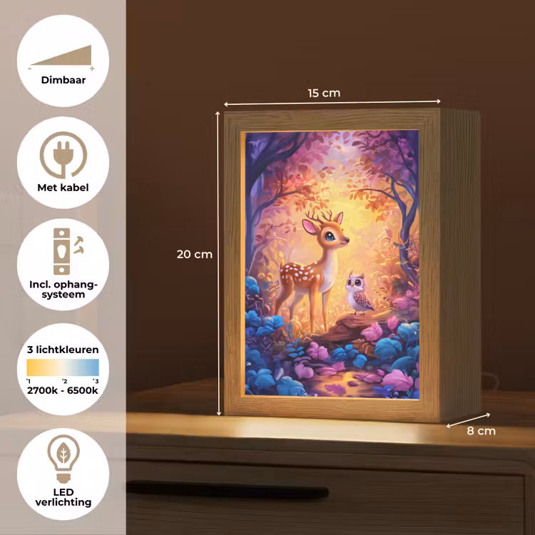 Hertje - Uil - Fantasie - Bos Light Box met kabel klein -USP_NL