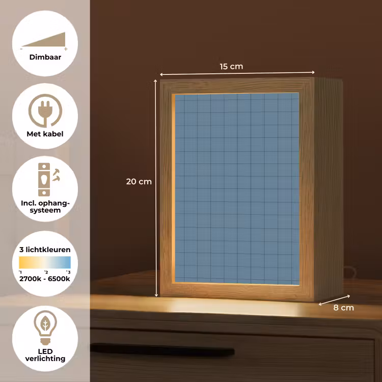 Ruiten - Geometrisch - Blauw Light Box met kabel (Kinderlampje) klein 904 -USP_NL