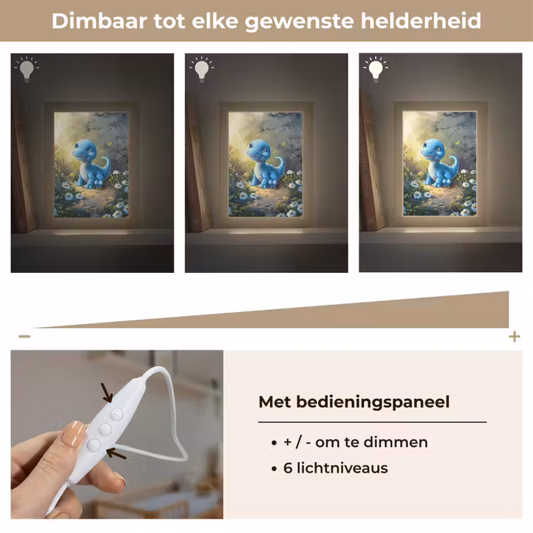 Dino - Blauw - Baby - Dinosaurus Light Box met kabel klein -USP_dimbaarNL