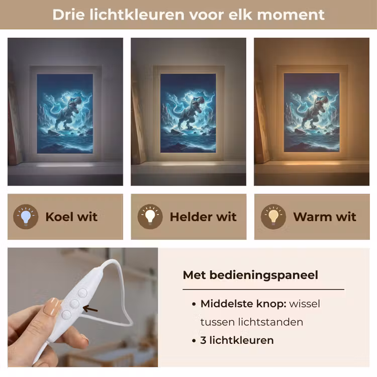 Dino - Blauw - Jongens Light Box met kabel klein -USP_lichtkleurNL