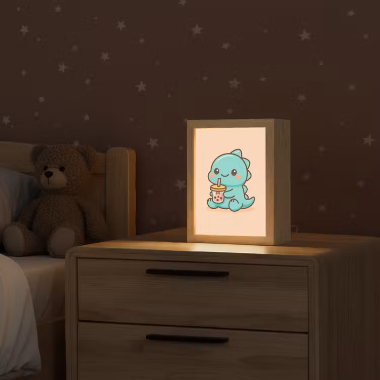 Dino - Boba - kawaii - Oranje Light Box met kabel klein -sfeer1_kind