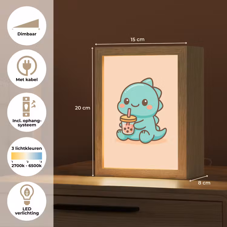 Dino - Boba - kawaii - Oranje Light Box met kabel klein -USP_NL