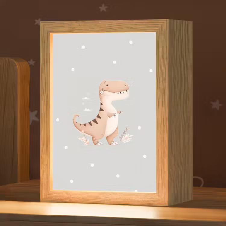 Dino  - Bloemen - Blauw - Stippen Light Box met kabel klein -zzz_3d_website