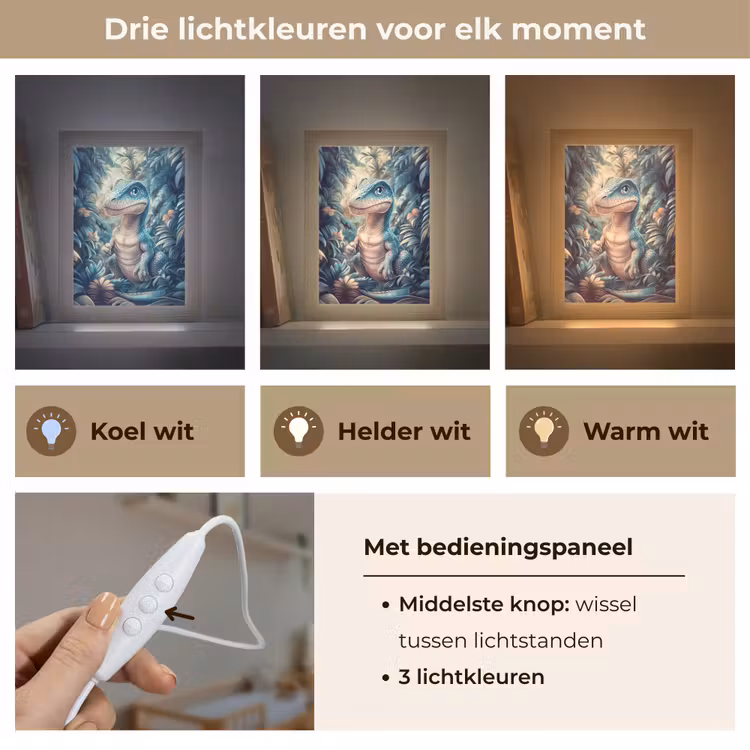 Dino - Jungle - Blauw Light Box met kabel klein -USP_lichtkleurNL