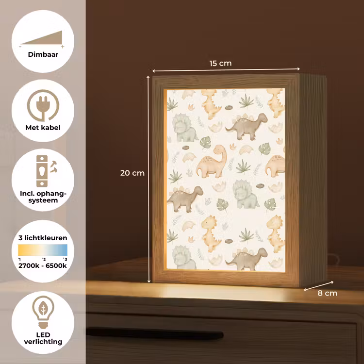Dino - Patroon - Pastel Light Box met kabel klein -USP_NL