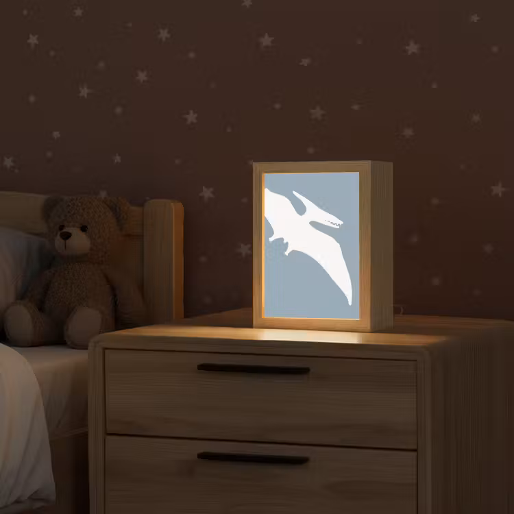 Dino - Pteranodon - Dinosaurus - Blauw Light Box met kabel klein -sfeer1_kind