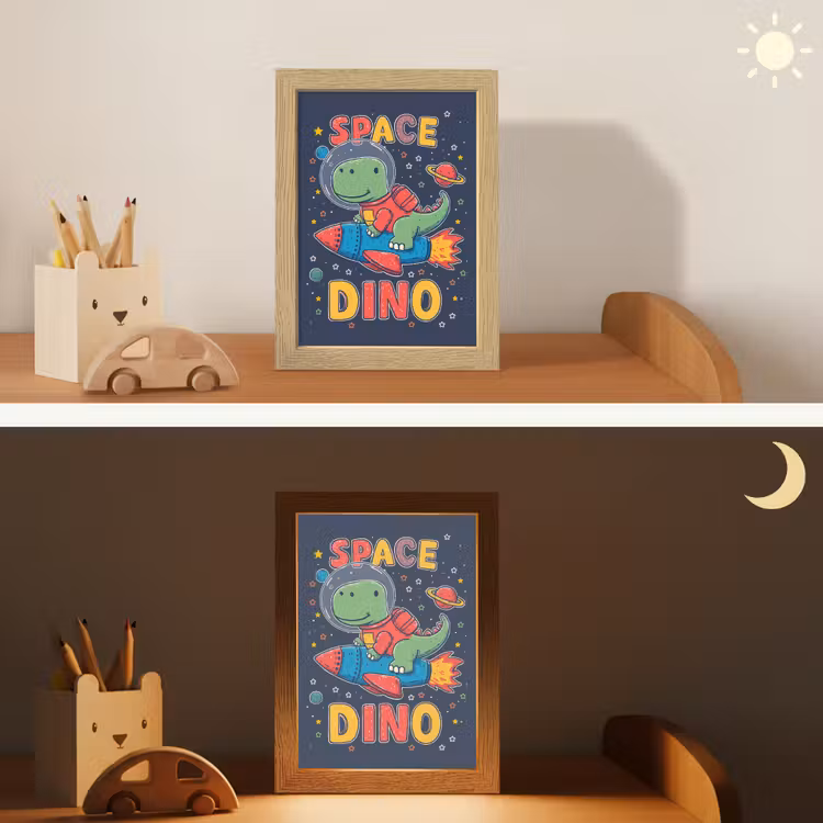 Dino - Raket - Kleurrijk Light Box met kabel klein -sfeer3_kind