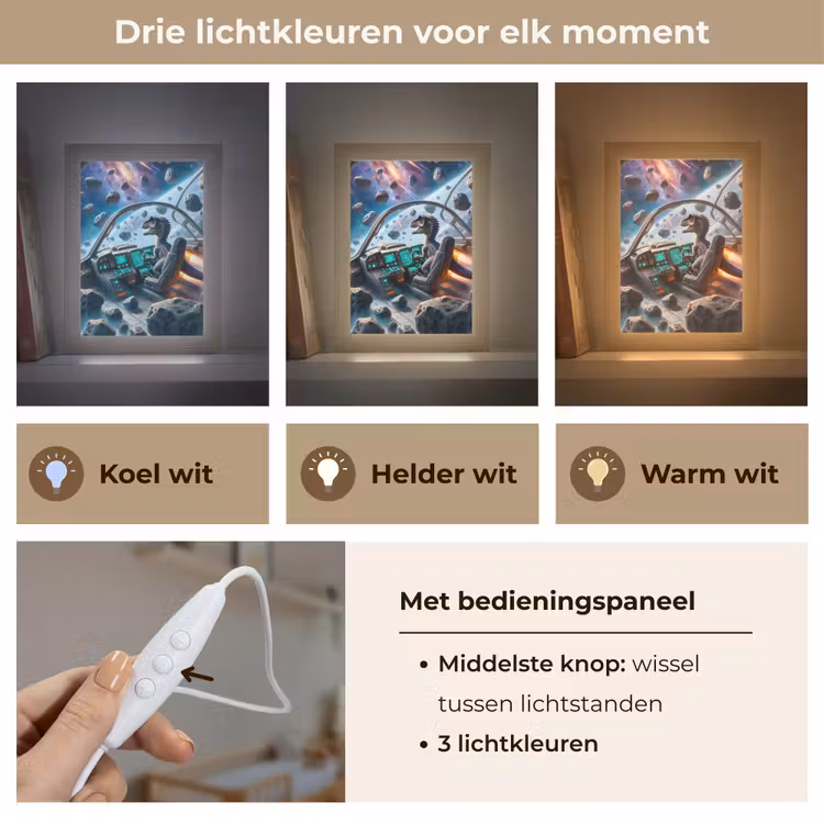 Dino - Ruimte - Jongens Light Box met kabel klein -USP_lichtkleurNL
