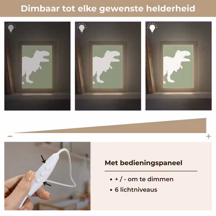 Dino - T-rex - Dinosaurus - Groen - Tyrannosaurus rex Light Box met kabel klein -USP_dimbaarNL