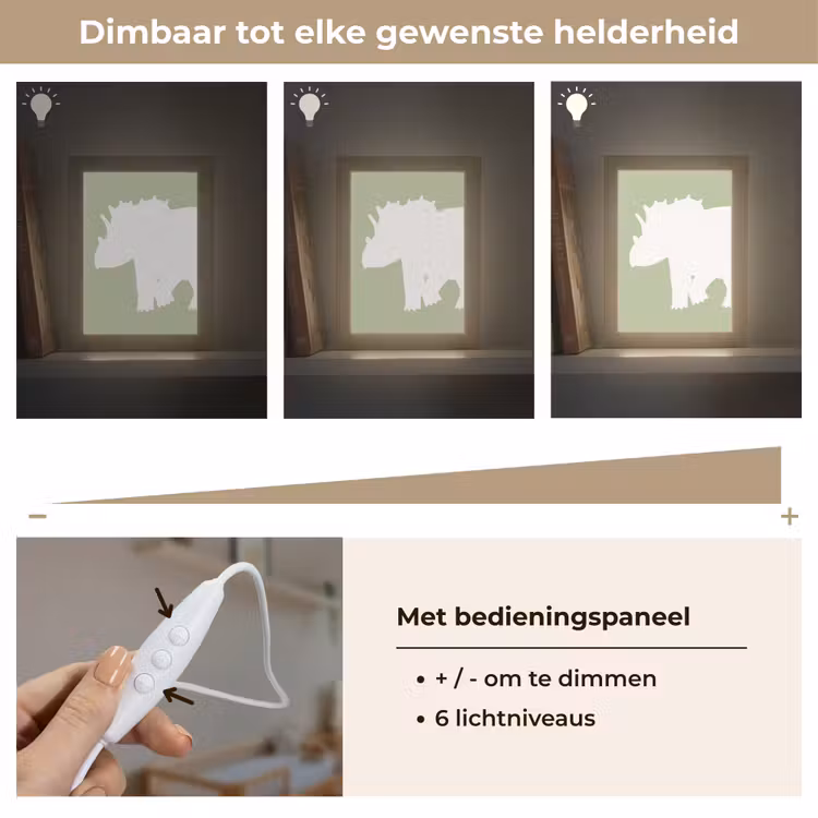 Dino - Triceratops - Dinosaurus - Groen Light Box met kabel klein -USP_dimbaarNL