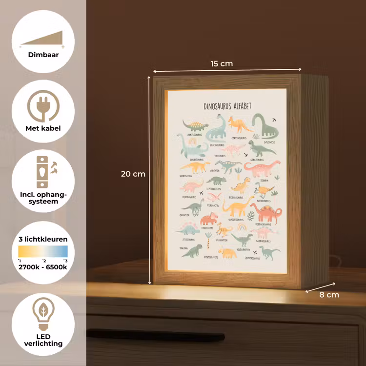 Dinosaurus alfabet - Leren voor kinderen - Dino's - Educatief Light Box met kabel klein -USP_NL