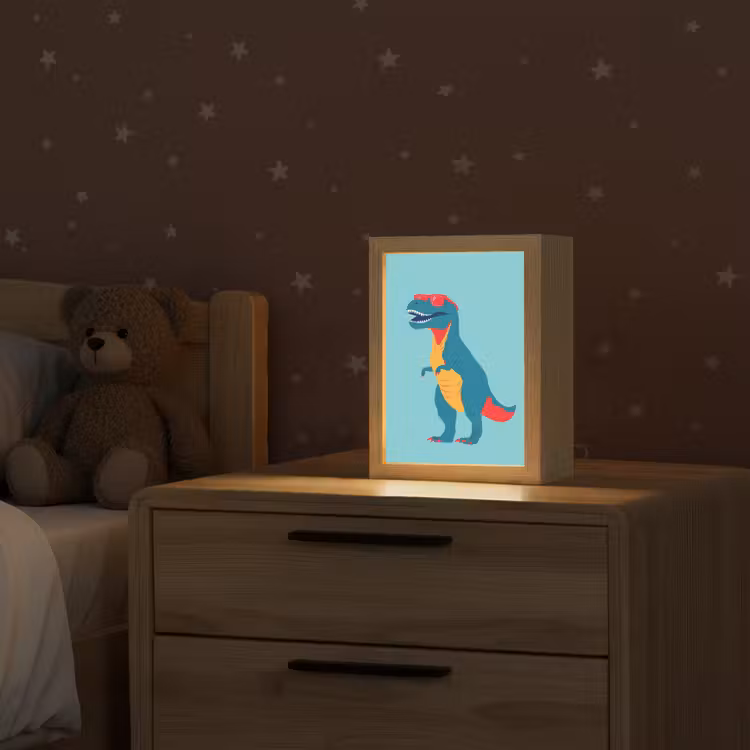 Dinosaurus - Blauw - Zonnebril Light Box met kabel klein -sfeer1_kind