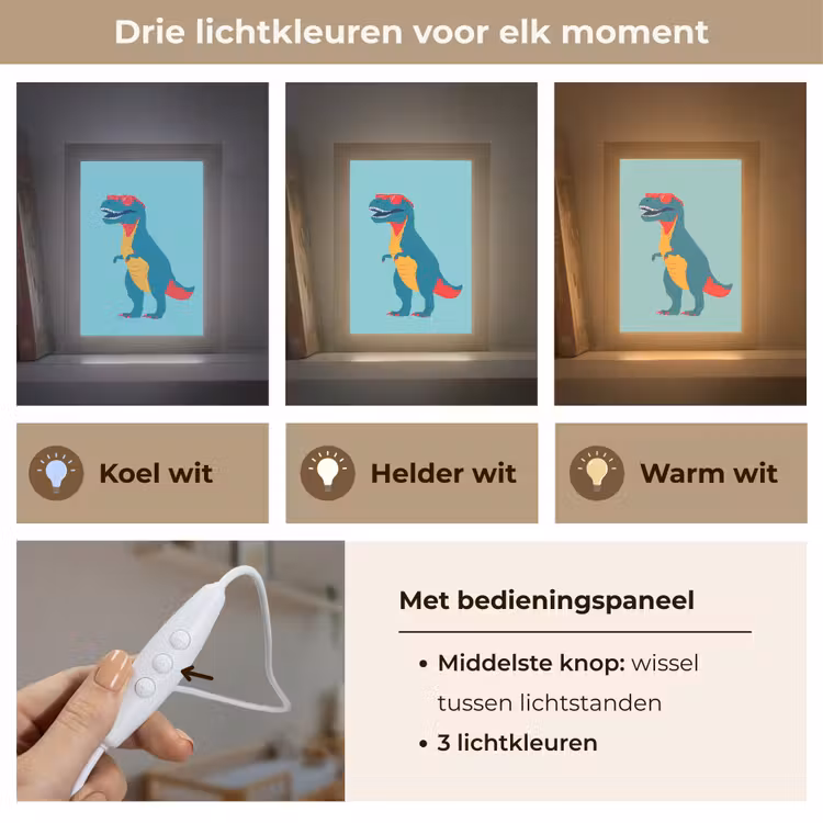 Dinosaurus - Blauw - Zonnebril Light Box met kabel klein -USP_lichtkleurNL