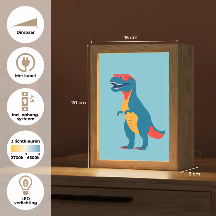 Dinosaurus - Blauw - Zonnebril Light Box met kabel klein -USP_NL