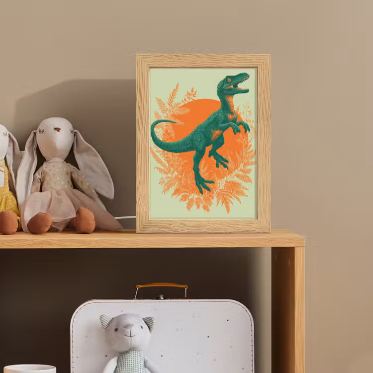 Dinosaurus - Groen - Planten - Cirkel Light Box met kabel klein -sfeer2_kind