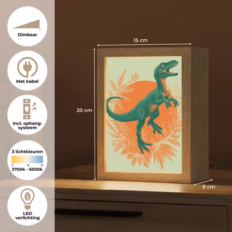 Dinosaurus - Groen - Planten - Cirkel Light Box met kabel klein -USP_NL