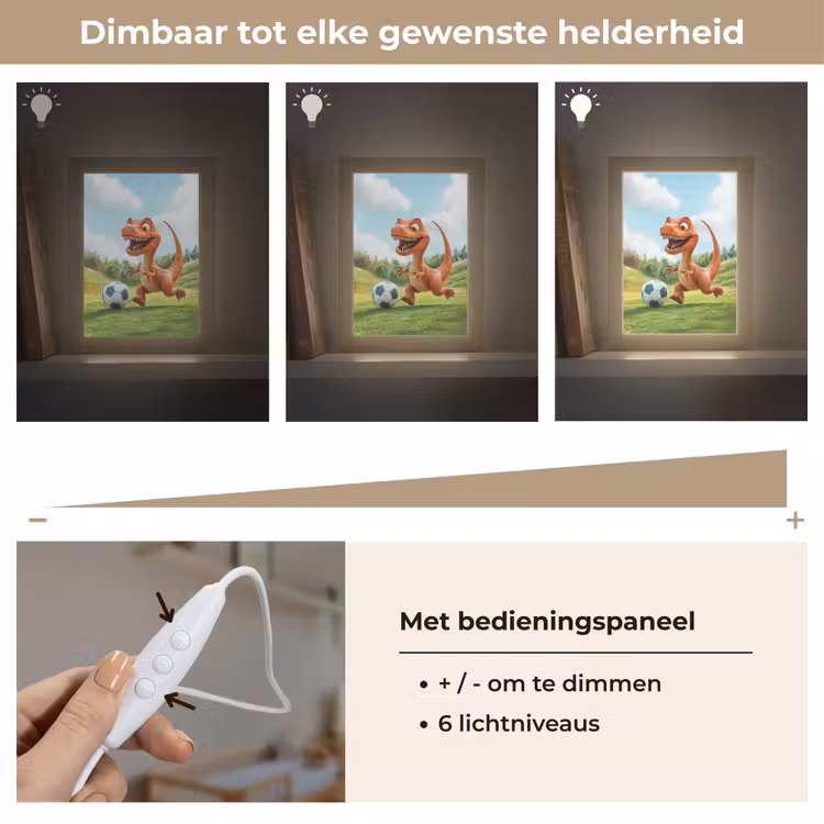 Dinosaurus - Oranje - Cartoon - Voetbal Light Box met kabel klein -USP_dimbaarNL