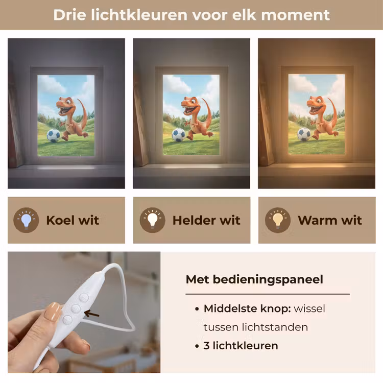 Dinosaurus - Oranje - Cartoon - Voetbal Light Box met kabel klein -USP_lichtkleurNL