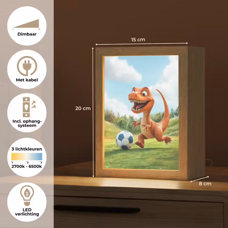 Dinosaurus - Oranje - Cartoon - Voetbal Light Box met kabel klein -USP_NL