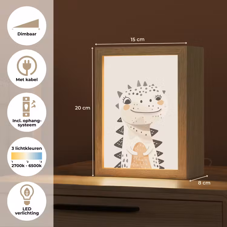 Dinosaurus - Pastel kleuren Light Box met kabel klein -USP_NL