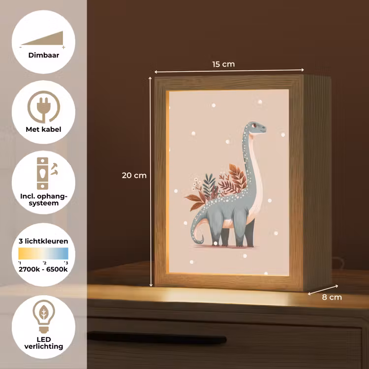Dinosaurus - Planten - Beige - Stippen Light Box met kabel klein -USP_NL