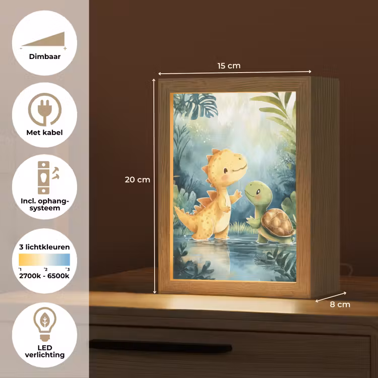 Dinosaurus - Schildpad - Illustratie - Aquarel Light Box met kabel klein -USP_NL