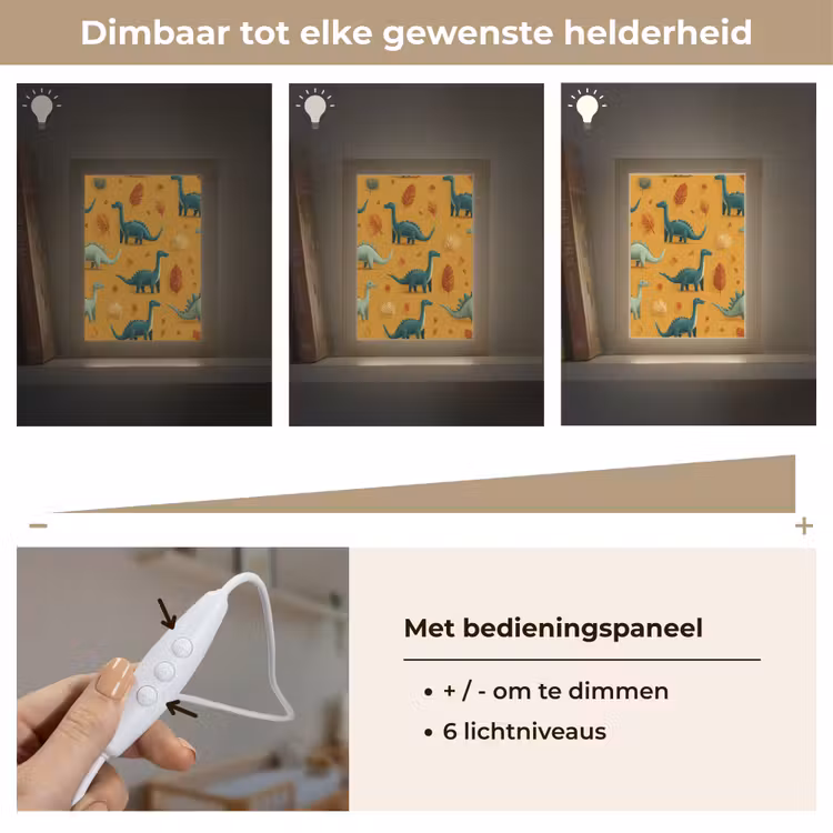 Dinosaurussen - Stekels - Herfstbladeren - Bruin Light Box met kabel klein -USP_dimbaarNL