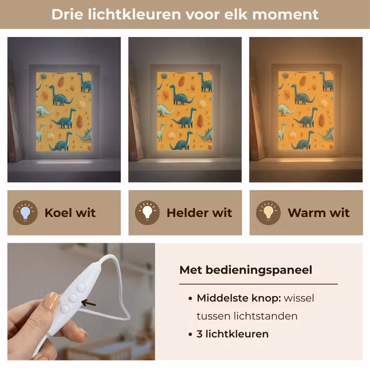 Dinosaurussen - Stekels - Herfstbladeren - Bruin Light Box met kabel klein -USP_lichtkleurNL