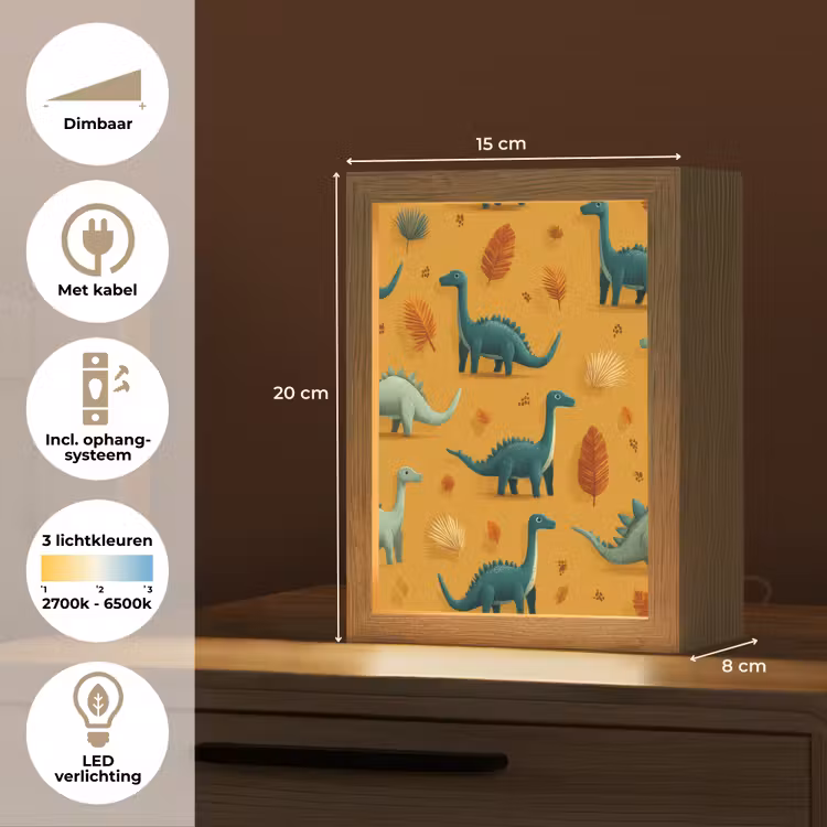 Dinosaurussen - Stekels - Herfstbladeren - Bruin Light Box met kabel klein -USP_NL