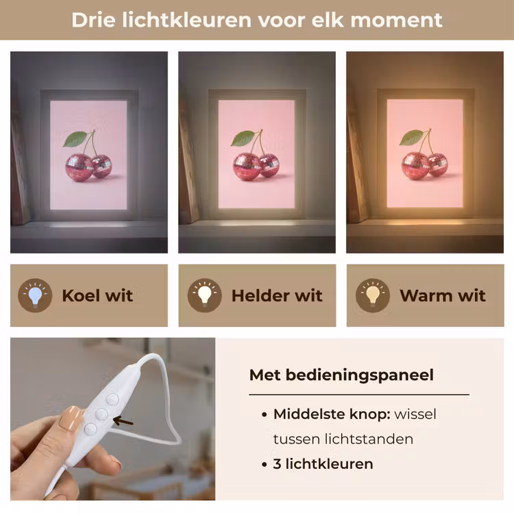 Disco - Kersen - Roze Light Box met kabel (Kinderlampje) klein -USP_lichtkleurNL