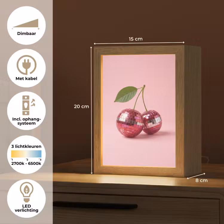 Disco - Kersen - Roze Light Box met kabel (Kinderlampje) klein -USP_NL