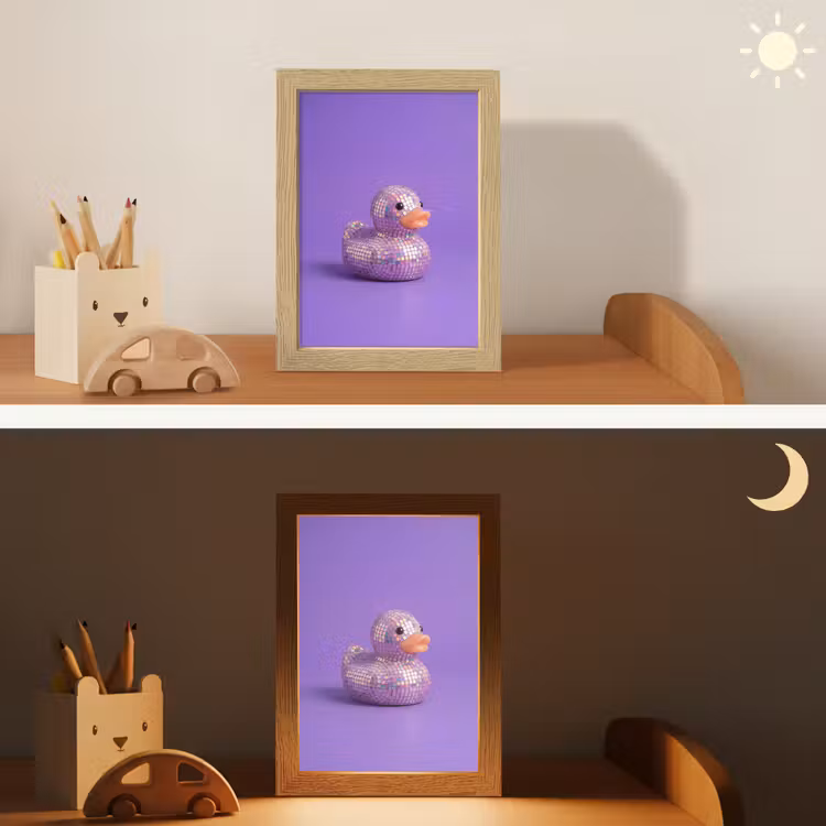 Disco - Eend - Paars Light Box met kabel (Kinderlampje) klein -sfeer3_kind