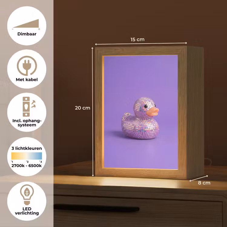Disco - Eend - Paars Light Box met kabel (Kinderlampje) klein -USP_NL