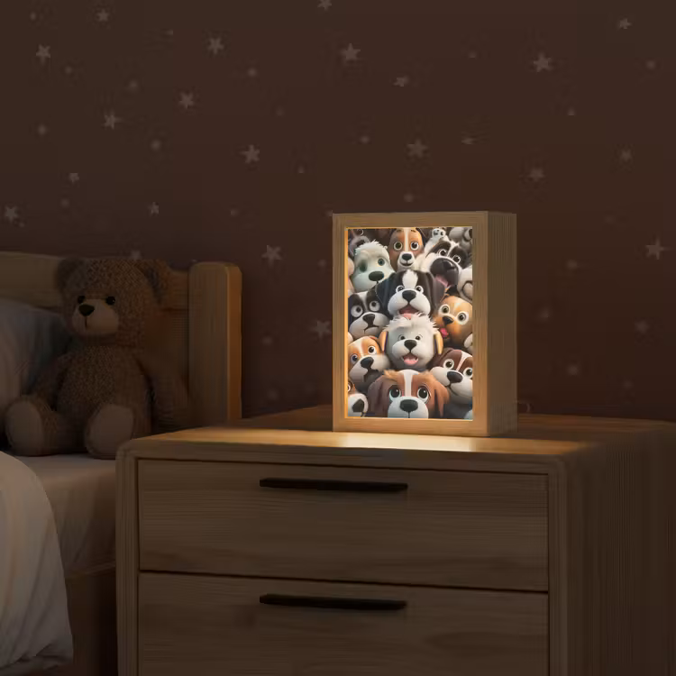 Hond - Dieren - Patronen - Bruin - Meisjes - Jongens Light Box met kabel klein -sfeer1_kind