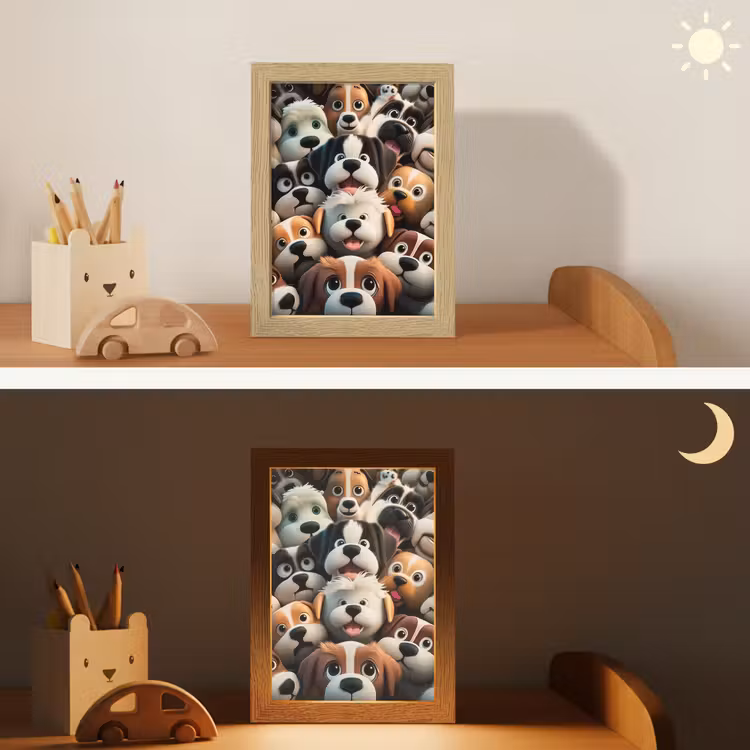 Hond - Dieren - Patronen - Bruin - Meisjes - Jongens Light Box met kabel klein -sfeer3_kind